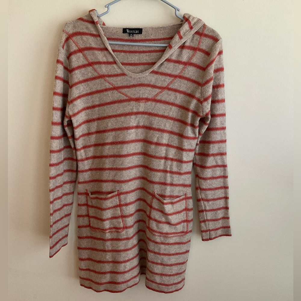 Striped Sweater Hoodie Tunic/minidress